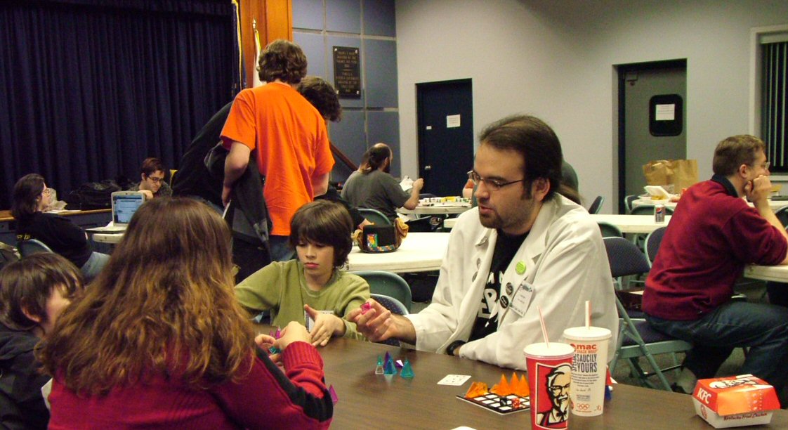Tim running a Looney Labs Demo.